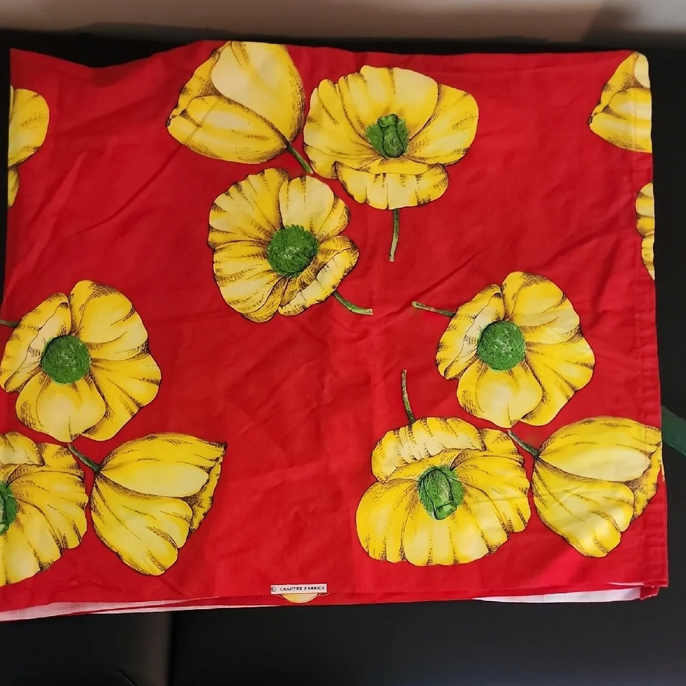 Vibrant Red and Yellow Floral Curtains